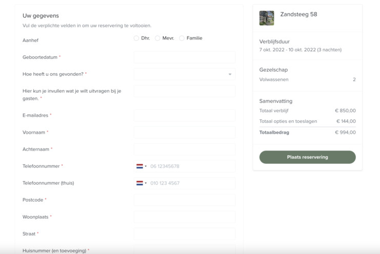 Gastvelden boekingsstraat online reserveringssysteem