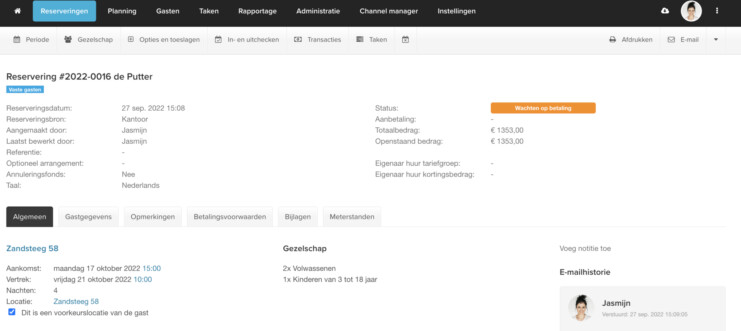 Gastgroepen online reserveringssysteem