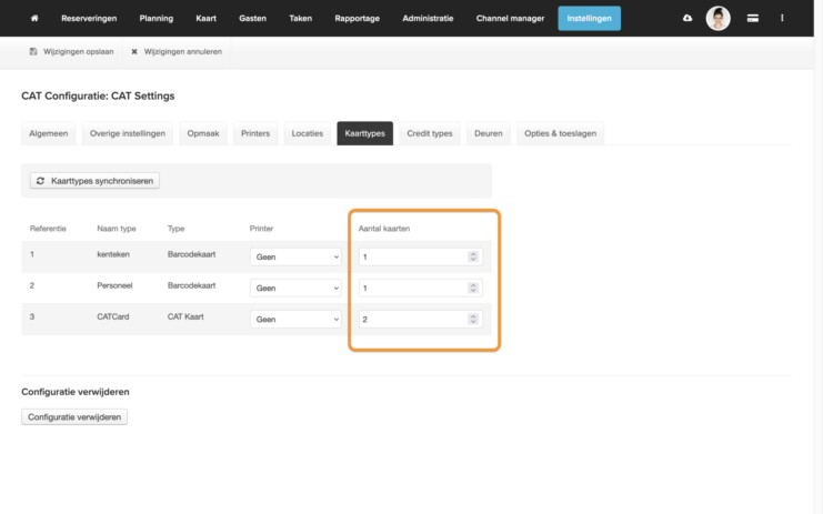 Toegangscontrole reserveringssysteem standaard aantal kaarten