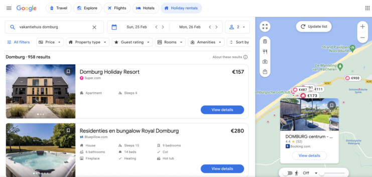Google vacation Rentals integratie reserveringssysteem