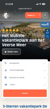 Website Ontwikkeling camping vakantiepark verhuur Mobiel