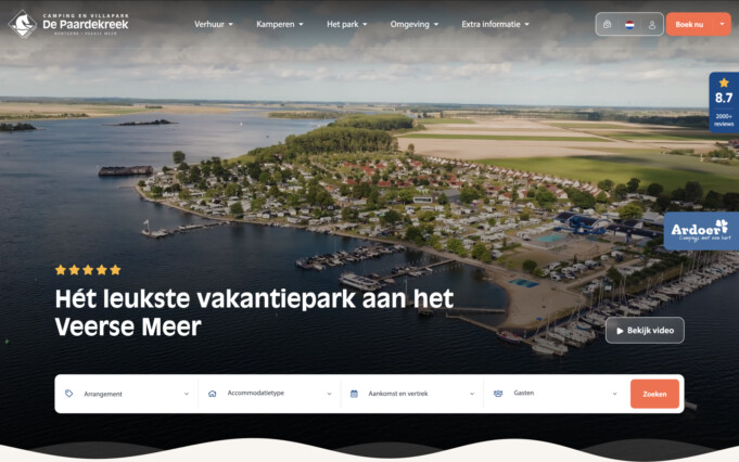 Website Ontwikkeling camping vakantiepark verhuur desktop