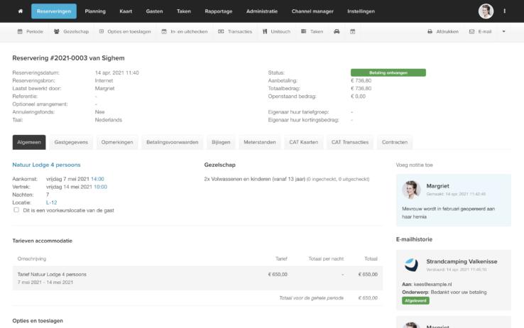 Reserveringssysteem planbord beheer reserveringen