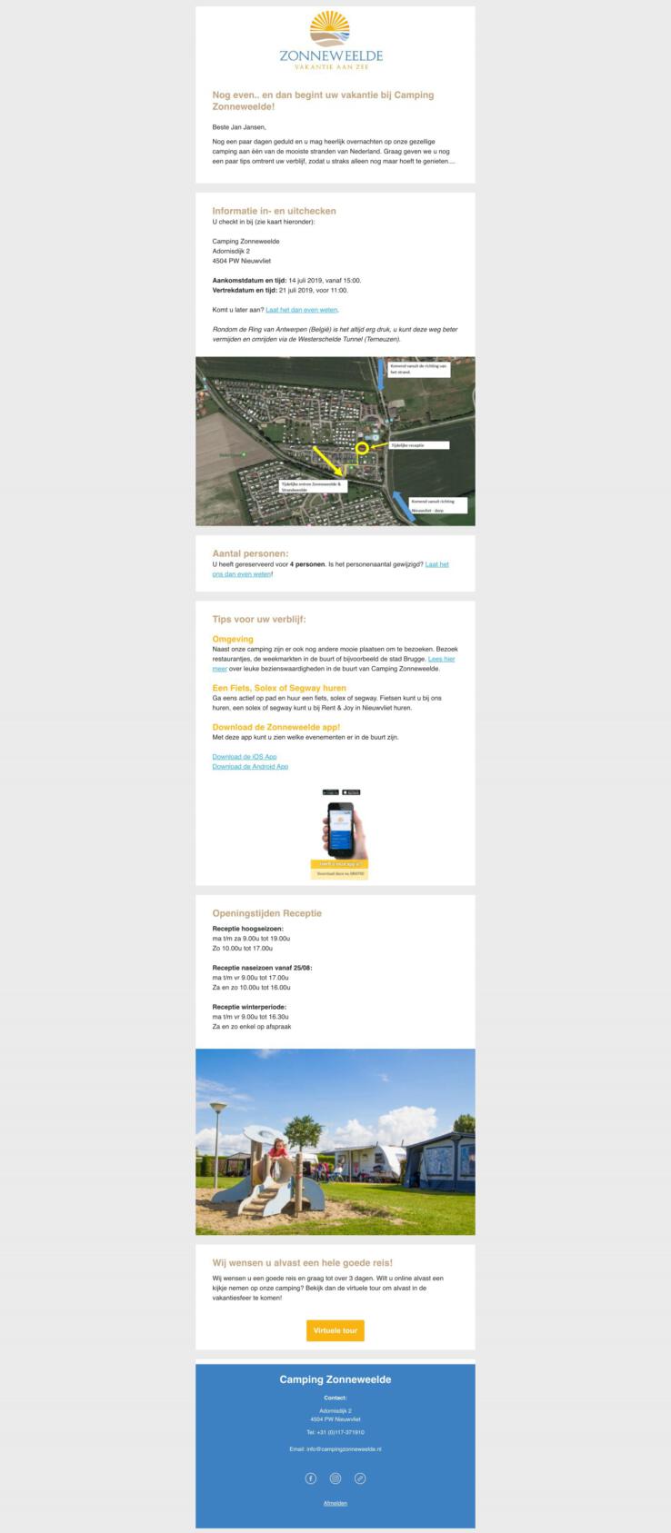 Online reserveringssysteem geautomatiseerde emails