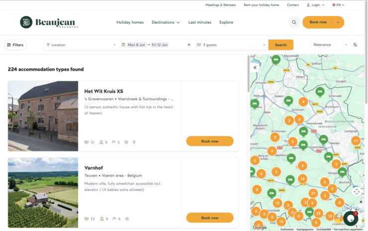 Interactive map online bookings reservation