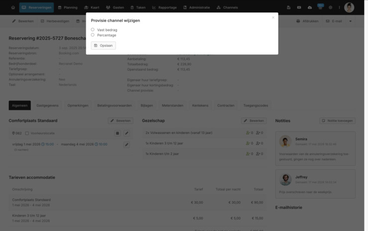 Channelprovisie instellen als bedrag of percentage