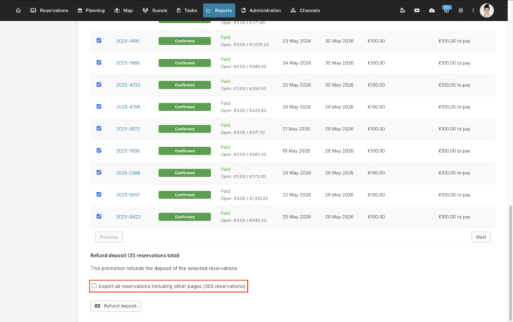 Sepa payments export online booking system