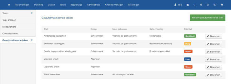 Online reserveringssysteem taken inplannen automatisch