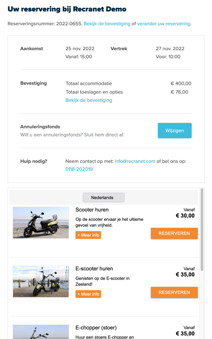 Reserveringssysteem gasten omgeving iframe module