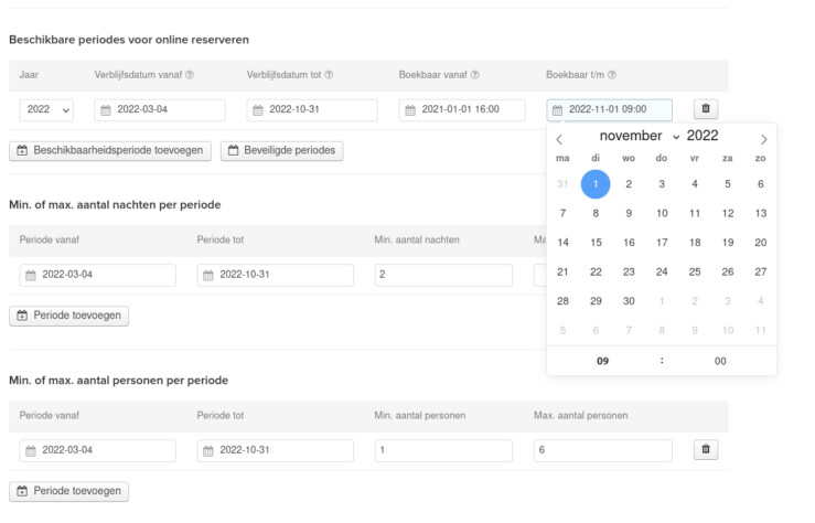 Accommodatie boekbaar maken