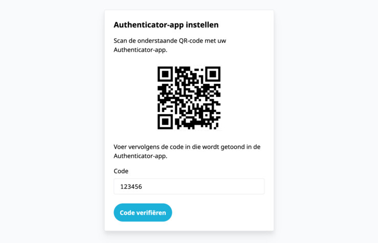 Online reserveringssysteem twee factor authenticatie authenticator instellen