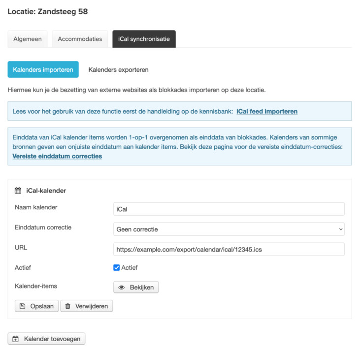 Online reserveringssysteem ical kalender importeren