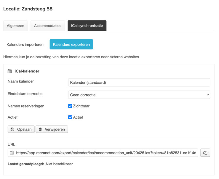Online reserveringssysteem ical kalender exporteren