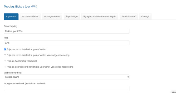 Online reserveringssysteem verbruik elektra