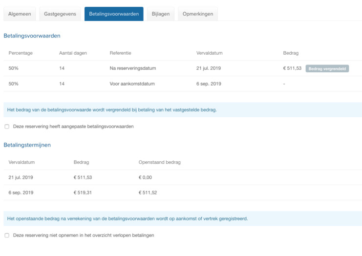 Online reserveringssysteem betalingsvoorwaarden en betalingstermijnen 1