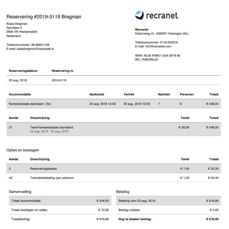 Online reserveringssysteem groepsreservering