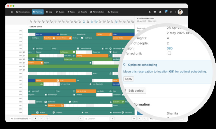 Reservation software subsequent booking